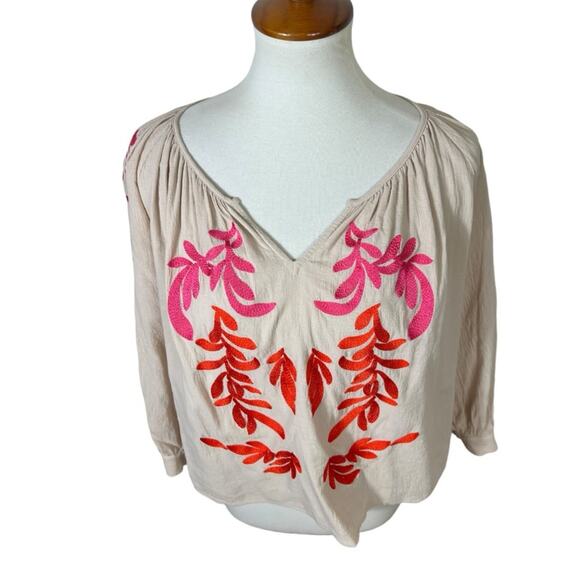 Fate Bright Boho Embroidered Cotton Gauze Blouse Size S - Picture 2 of 9